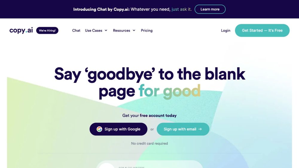 Di adiós a la página en blanco con CopyAI