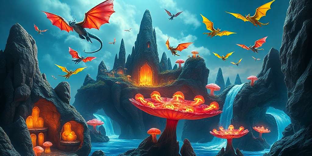 Dragones en un mundo mágico generado por IA